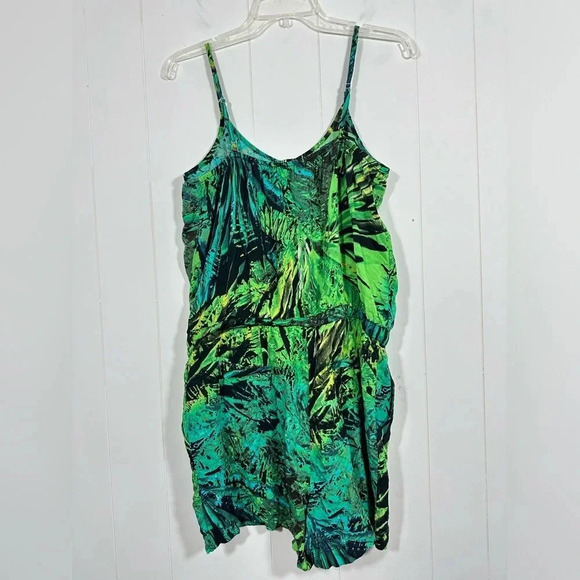 A.N.A. Jungle Amazon Green Romper Half Button Sz M Side Pockets - Picture 3 of 6